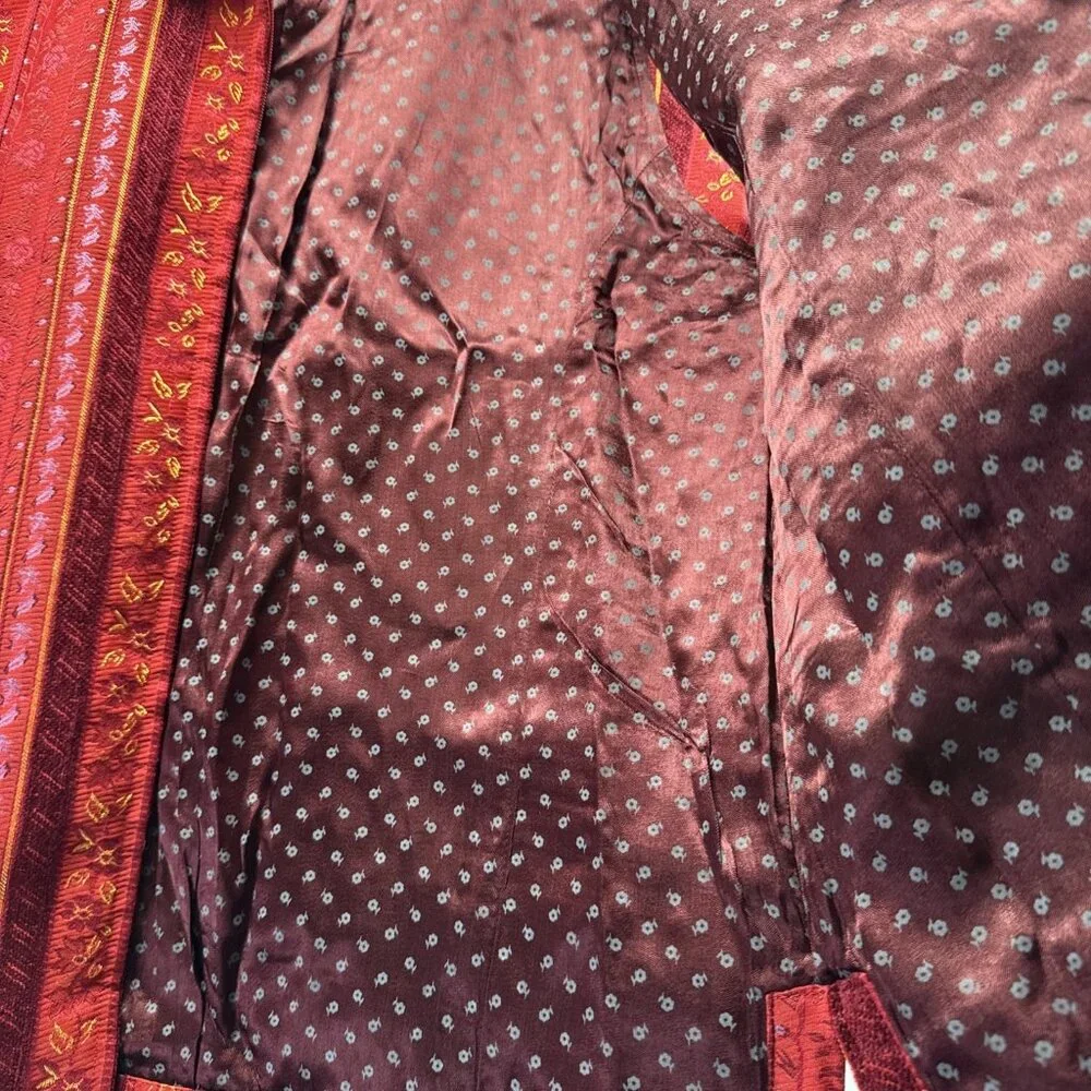 Coldwater Creek Tapestry Vest Women's Size Medium Red Colorful Full Zip‎ Lined
